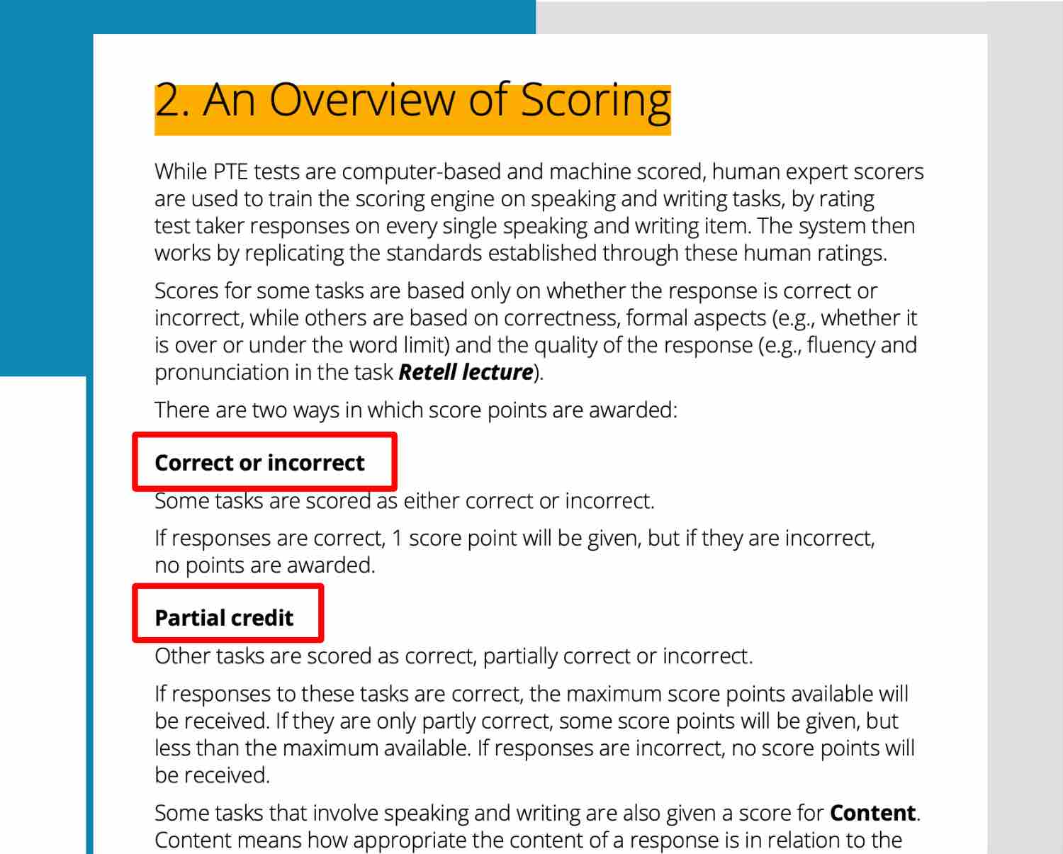 types of scoring, Pearson Test of English, PTE Practice Platform, PTE Preparation materials, how PTE questions are scored